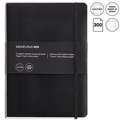 MIQUELRIUS Notizbuch Leather kariert, schwarz Softcover 300 Seiten