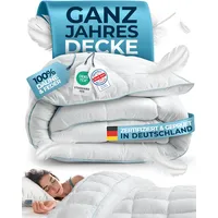 Glückstoff® Feder- und Daunendecke 135x200cm [Zertifiziert in Deutschland] - Bettdecke Daunen und Federn - Federbettdecke Oberbett - Schlafdecke Zudecke Sommer & Winterdecke - Duvet (Ganzjahresdecke)