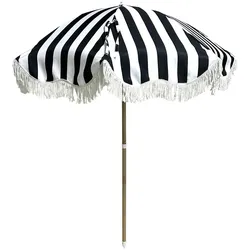 Leco Strand-Sonnenschirm - 125x11x11cm - schwarz - Polyester / Aluminium / Fiberglas