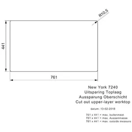 Reginox New York 72x40 Edelstahl Handbetätigung 760 x 440 mm