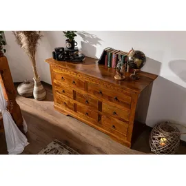 Massivmoebel24 Kommode Akazie 145 x 85 x 49 cm Honig lackiert
