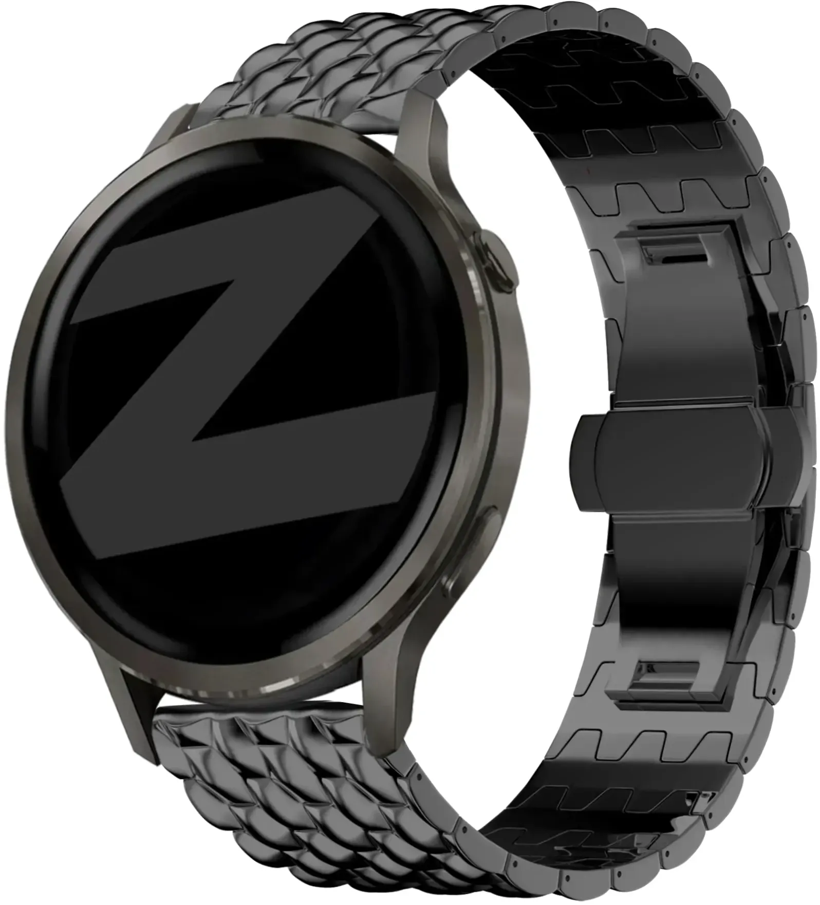 Bandz Garmin Approach J1 Armband Stahl 'Dragon' für Garmin Approach J1 - Schwarz - Butterfly-Verschluss