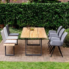 Niehoff Noah Profilkufe anthrazit - 220 x 95 cm Teak gebürstet