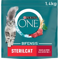 PURINA ONE BIFENSIS STERILCAT Katzenfutter trocken für sterilisierte Katzen, reich an Rind, 6er Pack (6 x 1,4kg)