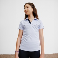 Reit-Poloshirt 500 Mesh kurzarm Kinder lila, blau|weiß, Gr. 128  - 8 Jahre