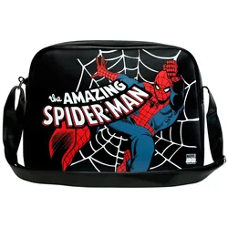 Schultertasche LOGOSHIRT "Spider-Man", Damen, Gr. B/H: 37cm x 28cm, schwarz, Lederimitat, bedruckt, Taschen, mit Spider-Man-Logo