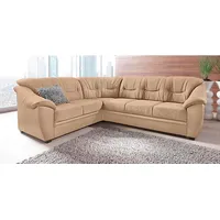 Ecksofa SIT & MORE "Savona L-Form", braun (café), B:262cm H:90cm T:212cm, PRIMABELLE-Microfaser (100% Polyester), SOFTLUX/Struktur (Korpus in Kunstleder, Sitz und Rücken in Strukturstoff aus 75% Polyester und 25% Viskose), Kunstleder SOFTLUX, NaturLEDER (echtes Rindsleder), Korpus in Kunstleder SOFTLUX, Sofas, wahlweise mit Bettfunktion, inklusive Federkern, frei im Raum stellbar