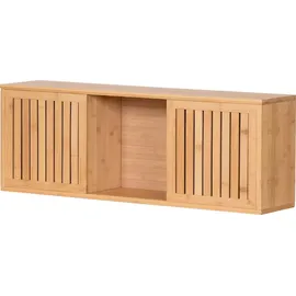 - Sans marque/Générique - Hängeregal mit Schiebetüren Wandregal aus Bambus Badezimmerregal Küchenregal Regal im Japandi Stil 93x20x33cm Natural