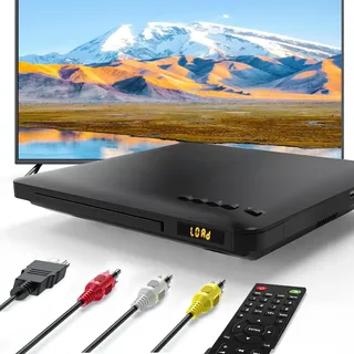 DVD Player für TV mit HDMI, Alle Region Free DVD-Player mit NTSC/PAL-System, CD-Player für Heim-Stereoanlage, HDMI/RCA-Kabel im Lieferumfang, Fernbedienung (ohne Batterie)