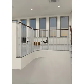 Minka Brüstungsgeländer mit vertikalen Stäben und Holz-Handlauf rund Eiche Grau 160cm