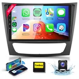 2+64G Podofo 9" Autoradio Für Mercedes E Klasse W211 W219/CLS Klasse 2005-2008 Carplay Wireless Android Auto Bluetooth mit WiFi GPS Navi HiFi FM/RDS Autoradio AHD Rückfahrkamera +MIC +2 USB