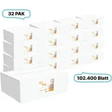 Falthandtücher 25x23cm, 2-lg, 32 Pak, 102.400 Blatt gesamt, 3.200 Blatt/ Pak, Recyclingpapier, V-Falz, CIL- les Tissue, Series H