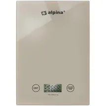 Alpina Küchenwaage Digital - Küchenwage in g, lb, oz und ml - Präzision Wage mit Tara-Funktion - Küchenzubehör - 22 x 15,5 cm - Beige