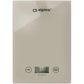 Alpina Küchenwaage Digital - Küchenwage in g, lb, oz und ml - Präzision Wage mit Tara-Funktion - Küchenzubehör - 22 x 15,5 cm - Beige