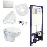 Belvit Wand Hänge WC Taharet Vorwandelement Betätigungsplatte Softclose Deckel Set