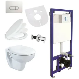 Belvit Wand Hänge WC Taharet Vorwandelement Betätigungsplatte Softclose Deckel Set