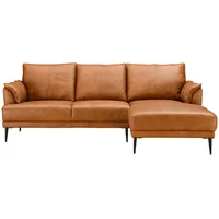 Livetastic Ecksofa, Rost, Leder, Echtleder, Rindleder, 3-Sitzer, Ottomane rechts, L-Form, 233x153 cm, Wohnzimmer, Sofas & Couches, Wohnlandschaften, Ledersofas