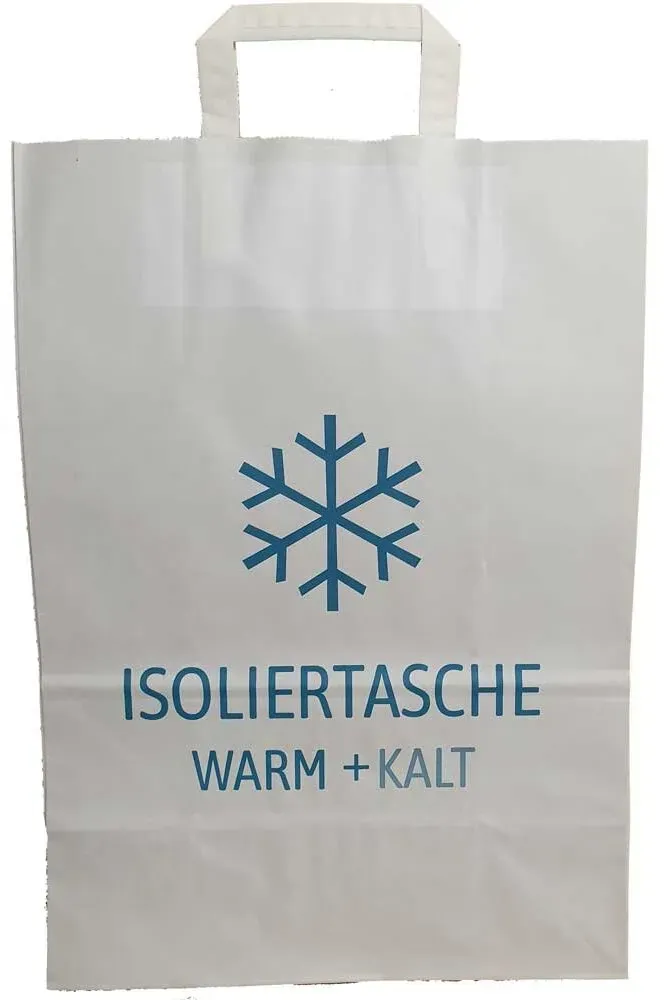 Isoliertaschen Papier Tiefkühltragetaschen 320 + 180 x 450 mm + Griff