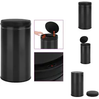 vidaXL Automatischer Sensor-Mülleimer 60 L Kohlenstoffstahl Schwarz - Mülltonnen & Abfalleimer - Schwarz