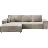 bromarkt Ecksofa PABLO Schlaffunktion Bettkasten L-Form 294x185x85cm Beige Links - Beige