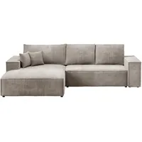 bromarkt Ecksofa PABLO Schlaffunktion Bettkasten L-Form 294x185x85cm Beige Links - Beige