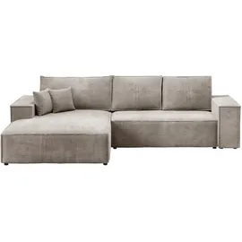 bromarkt Ecksofa PABLO Schlaffunktion Bettkasten L-Form 294x185x85cm Beige Links - Beige