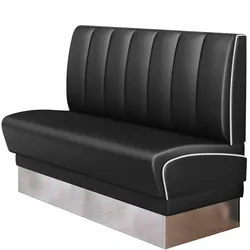 Dinerbank | Schwarz | B:H 180 x 103 cm | Gestreift | Leder | American Diner Sitzbank, American Dinerbank, American Diner Möbel