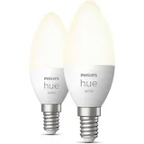 Philips Hue LED-Leuchtmittel White E14 Doppelpack 2x470lm!, E14, 2 St., Warmweiß weiß