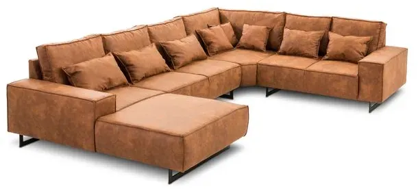 filippo Wohnlandschaft Antwerp Mikrofaser Braun Cognac 373 cm
