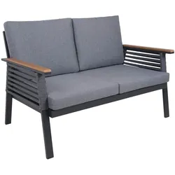 DENIA Lounge-Gruppe: Luxus-Outdoor-Set mit grauen Kissen und Tisch