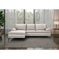 Mid.you Ecksofa, Weiß, Leder, Echtleder, Büffelleder, 248x158 cm, Wohnzimmer, Sofas & Couches, Sofas, Ledersofas