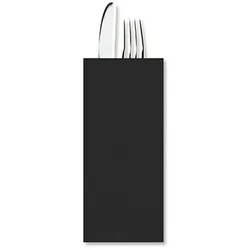 MONOUSO - Bestecktaschen mit Servietten Schwarz 11x25cm (100 Stück)