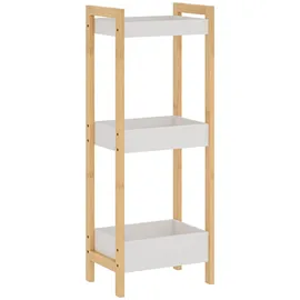 [en.casa] Badregal Anun mit 3 Ebenen 75x28x20 cm Bambus Natur/Weiß