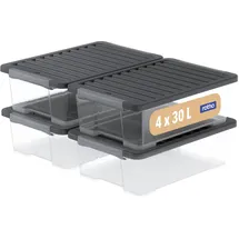 Rotho Aufbewahrungsbox 59 x 39,5 x 18,5 cm 4-tlg. schwarz/transparent
