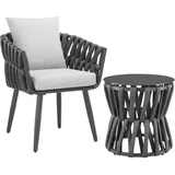 Tectake Lugano Gartenstuhl 62,5 x 62,5 x 75 cm grau