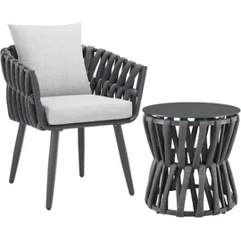 Tectake Lugano Gartenstuhl 62,5 x 62,5 x 75 cm grau