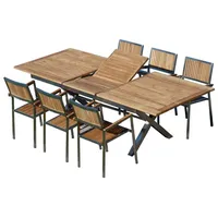 ALEOS. Gartengarnitur 6-tlg. Silber/Braun