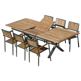 ALEOS. Gartengarnitur 6-tlg. Silber/Braun