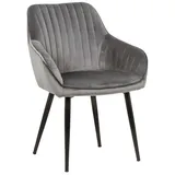 Riess-Ambiente Stuhl TURIN silbergrau Samt Ziersteppung edel Metallbeine Esszimmer