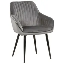 Riess-Ambiente Stuhl TURIN silbergrau Samt Ziersteppung edel Metallbeine Esszimmer