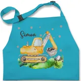 Kinderschürze Schürze Kinder Jungen Mädchen - Bagger I Baggerfahrer Geschenk - 2-6 Jahre - Türkis - kinderschürzen für fahrzeuge baufahrzeug name kochschürze geschenke kind fahrzeug digger - 2-6 Jahre