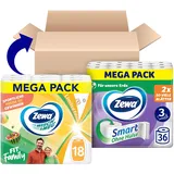 Zewa Sparpaket aus Zewa Wisch&Weg Limited Edition Küchenrolle, Großpackung, 12 Rollen + Zewa Smart Toilettenpapier Ohne Hülse, Großpackung Mit 36 Rollen (9 x 4 x 300 Blatt)