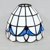 Fiunkes 6 Zoll Ersatzlampenschirm aus blau-weißem Glas, Kleiner Lampenschirm aus Buntglas im Tiffany-Stil für Tischlampen, Deckenlampen, Stehlampen, Nachtlampen, Insellampen,Largehole