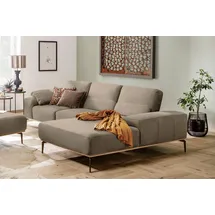W.Schillig Ecksofa run, Designsofa mit tollem Sitzkomfort, L-Form, mit Holzsockel, Füße in Bronze pulverbeschichtet, Breite 299 cm beige
