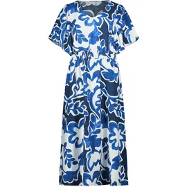 Betty & Co Sommerkleid Blumenprint Weiß/Dunkelblau 38