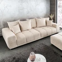 Modernes XXL Sofa ELEGANCIA 285cm champagner beige Bouclé Couch inkl. Kissen