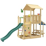 Jungle Gym Spielturm JUNGLE GYM "Keep", grün (dunkelgrün), Spieltürme, KinderB:419cm H:307cm T:181cm, Holz, Spielanlage mit Mini Market und Rutsche mit Wasseranschluss, B:419cm H:307cm T:181cm