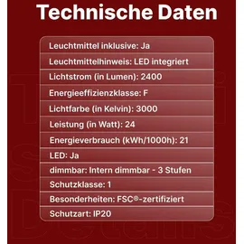 Brilliant Baarlo 1 LED Holz weiß