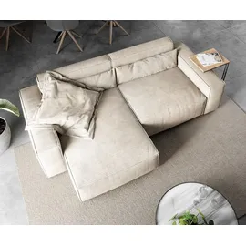 DeLife Eckcouch Cord 230x155 cm Beige
