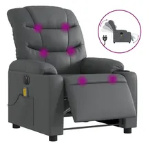 vidaXL Massagesessel Elektrisch Grau Kunstleder